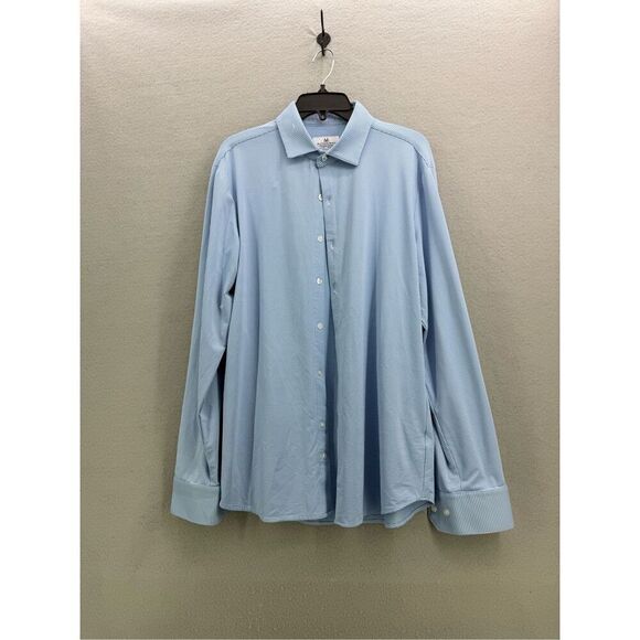 Mizzen + Main Mens Blue White Jacquard Micro Gingham Button-up Shirt Large - Picture 9 of 9